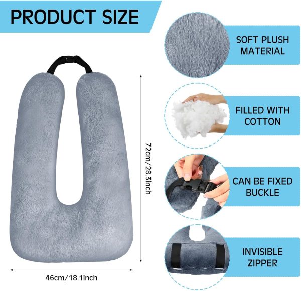 Barydat 2 Pcs Car Travel Pillow for The Back Seat 28 x 18 in Sleeping Reading Pillows for Long Distance Travel Car Pillow for Kids Adults Head and Body Support U Shaped Pillow for Travel(Gray, Blue) - Image 2