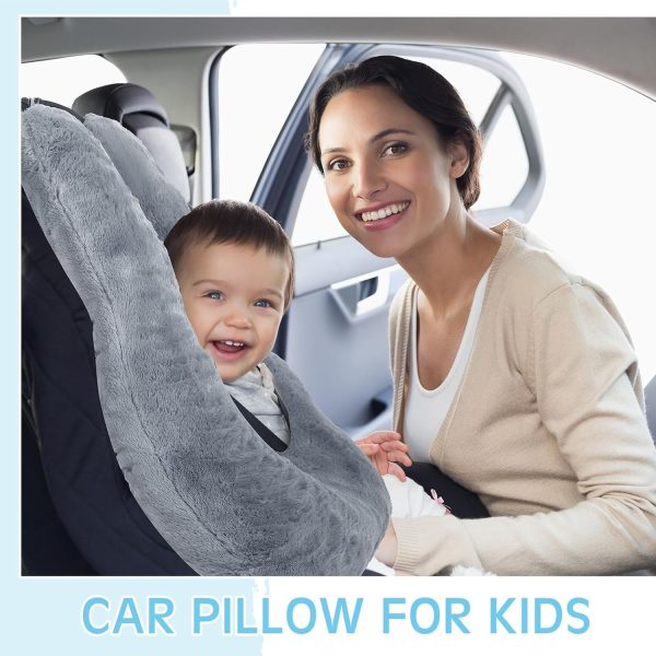 Barydat 2 Pcs Car Travel Pillow for The Back Seat 28 x 18 in Sleeping Reading Pillows for Long Distance Travel Car Pillow for Kids Adults Head and Body Support U Shaped Pillow for Travel(Gray, Blue) - Image 5
