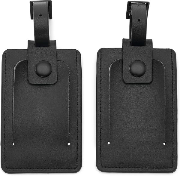 Samsonite 2-Pack Leather Luggage ID Tag, Black Logo, One Size - Image 2