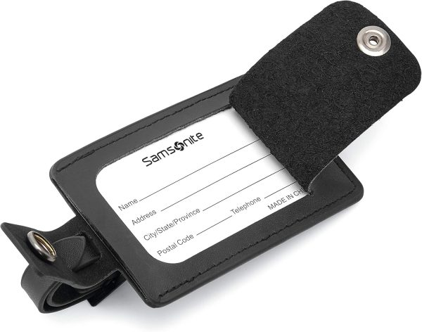 Samsonite 2-Pack Leather Luggage ID Tag, Black Logo, One Size - Image 3