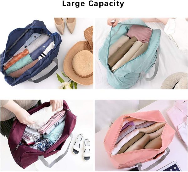 2 Pcs Foldable Travel Duffel Bags, Waterproof Lightweight Carry-on Bags, Suitable for Overnight, Holiday, Shopping, Weekends, Outing, Gym(Wine Red/Navy Blue) - Image 6