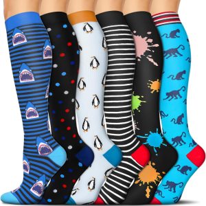 6 Pairs Compression Socks for Women & Men Circulation - Best Support for Nurses,Running,Athletic,Sports