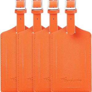 Travelambo 4 Pack Leather Luggage Tags for Suitcases Travel Tags